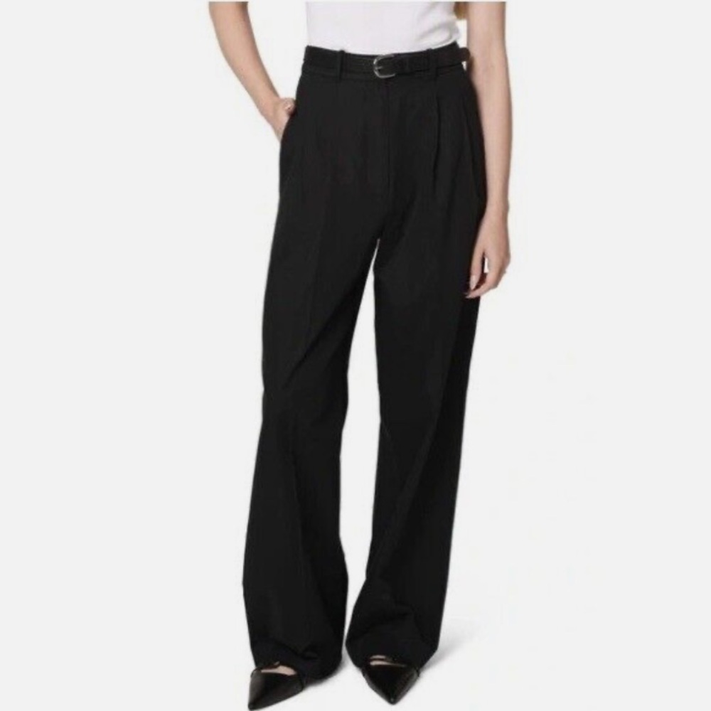 WAYF Women's Pleated Gilmore Wide Leg Black Pants Size Small